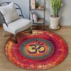 Meditation Ohm Pattern Love Round Carpet Floor Rug Living Room Bedroom Decor Round Area Rug Carpet