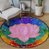 Meditation Pink Lotus Round Carpet Floor Rug Living Room Bedroom Decor Round Area Rug Carpet