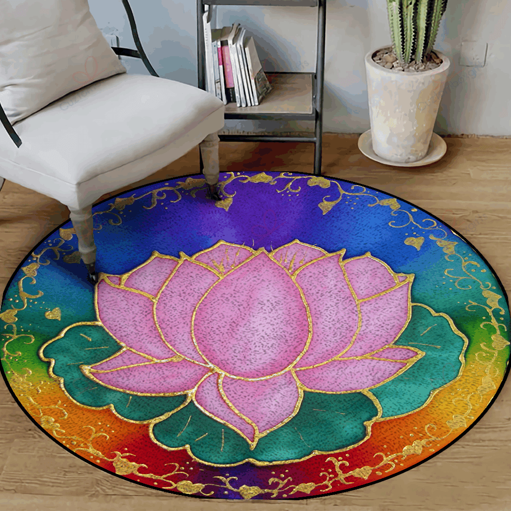 Meditation Pink Lotus Round Carpet Floor Rug Living Room Bedroom Decor Round Area Rug Carpet Meditation Pink Lotus Round Carpet Floor Rug Living Room Bedroom Decor Round Area Rug Carpet