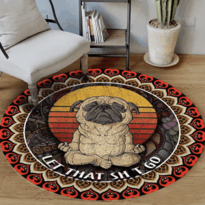 Meditation Pug Round Carpet Floor Rug Living Room Bedroom Decor Round Area Rug Carpet
