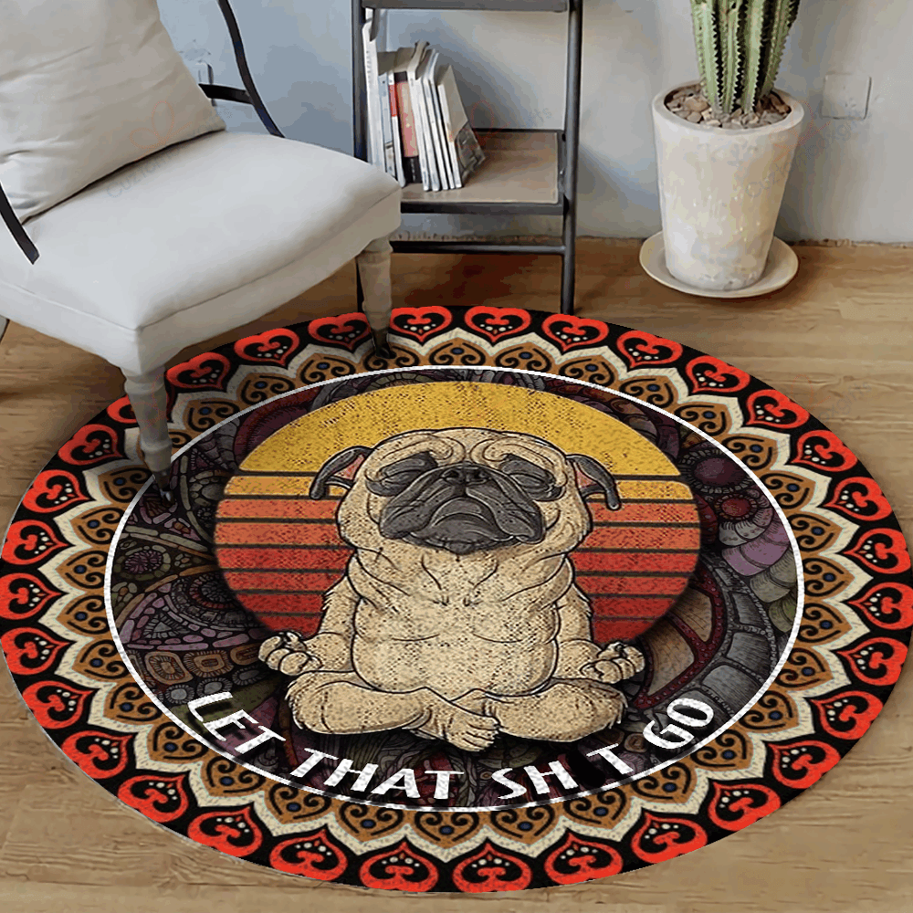 Meditation Pug Round Carpet Floor Rug Living Room Bedroom Decor Round Area Rug Carpet Meditation Pug Round Carpet Floor Rug Living Room Bedroom Decor Round Area Rug Carpet