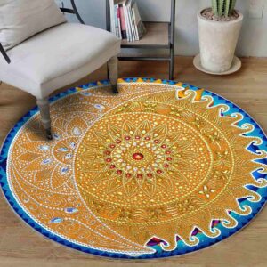 Meditation Sun Round Carpet Floor Rug Living Room Bedroom Decor Round Area Rug Carpet