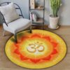 Meditation Yellow Ohm Round Carpet Floor Rug Living Room Bedroom Decor Round Area Rug Carpet