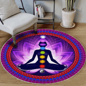 Meditation Yoga Chakra Round Carpet Floor Rug Living Room Bedroom Decor Round Area Rug Carpet