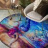 Mermaid 2 Round Carpet Floor Rug Living Room Bedroom Decor Round Area Rug Carpet