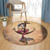 Mermaid Anchor Round Carpet Floor Rug Living Room Bedroom Decor Round Area Rug Carpet