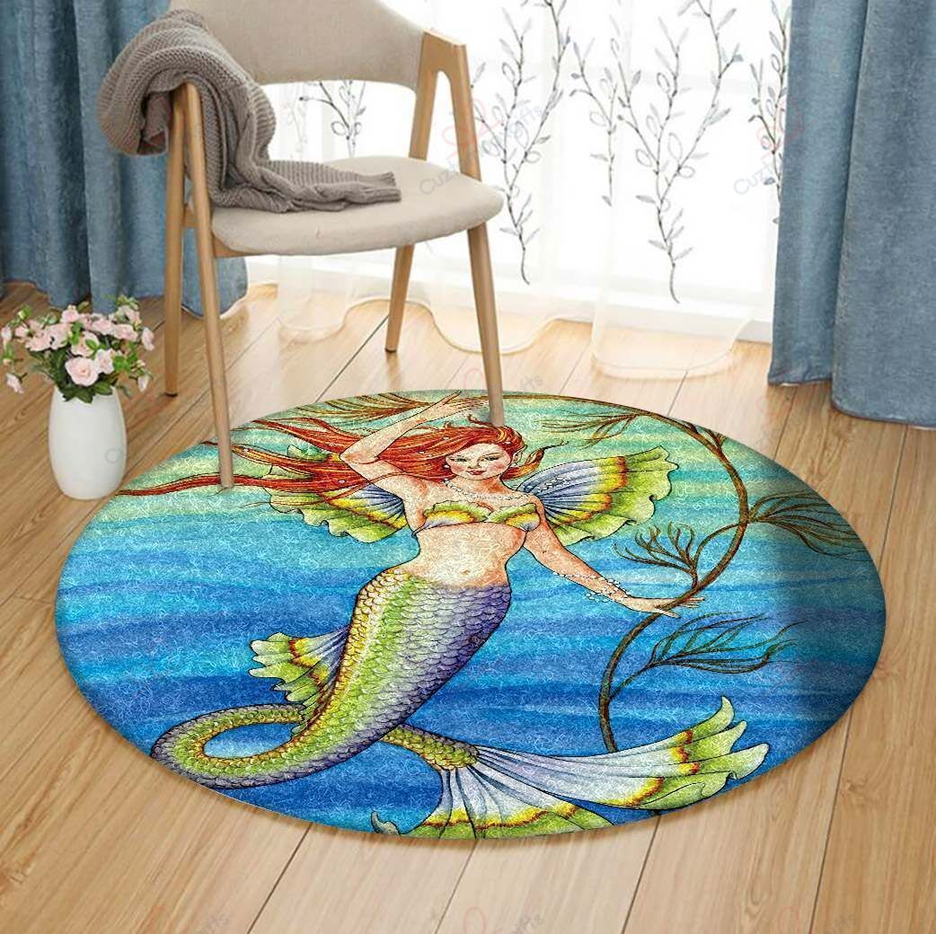 Mermaid Round Carpet Floor Rug Living Room Bedroom Decor Round Area Rug Carpet Mermaid Round Carpet Floor Rug Living Room Bedroom Decor Round Area Rug Carpet