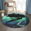 Mermaid In The Sea Round Carpet Floor Rug Living Room Bedroom Decor Round Area Rug Carpet