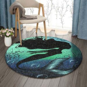 Mermaid In The Sea Round Carpet Floor Rug Living Room Bedroom Decor Round Area Rug Carpet