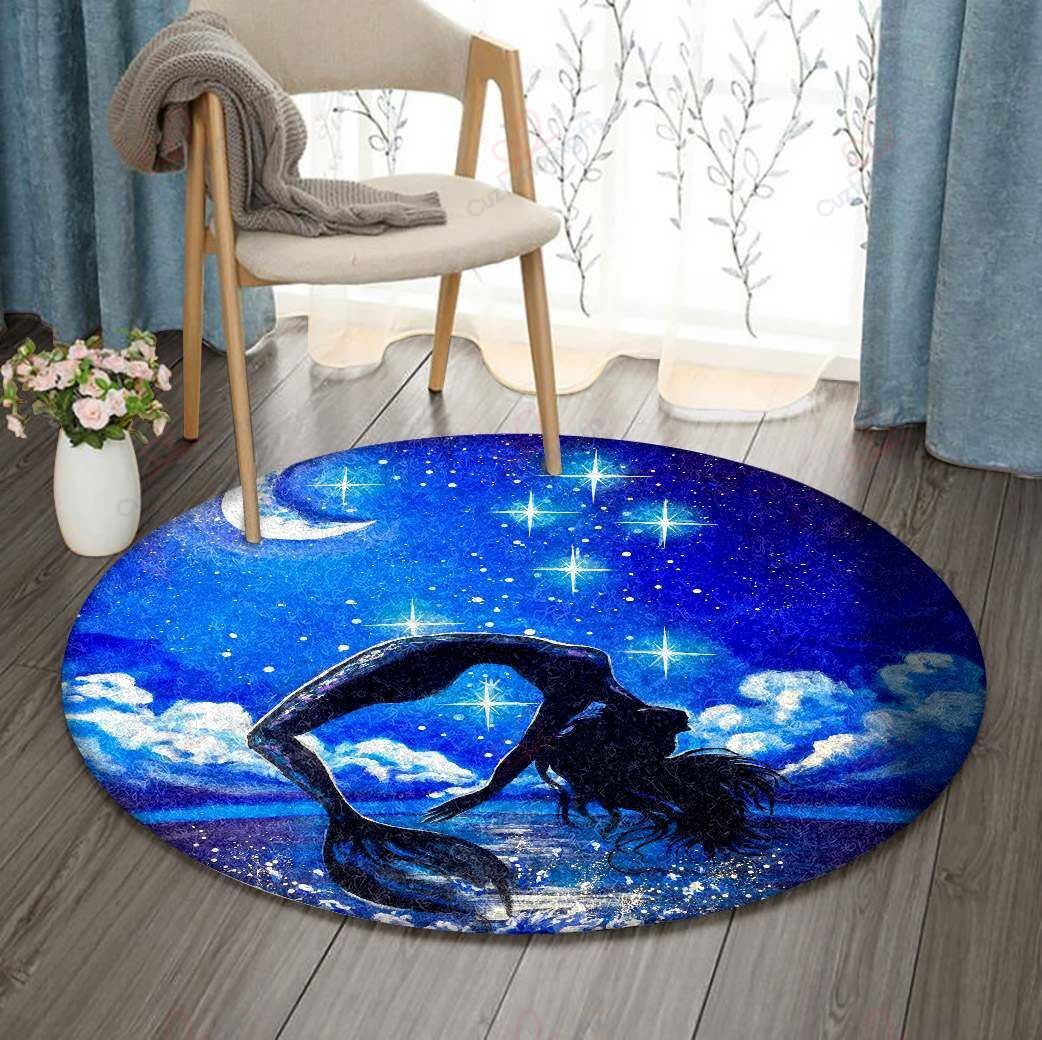 Mermaid Night Round Carpet Floor Rug Living Room Bedroom Decor Round Area Rug Carpet Mermaid Night Round Carpet Floor Rug Living Room Bedroom Decor Round Area Rug Carpet