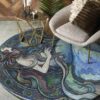 Mermaid Painting Round Carpet Floor Rug Living Room Bedroom Decor Round Area Rug Carpet