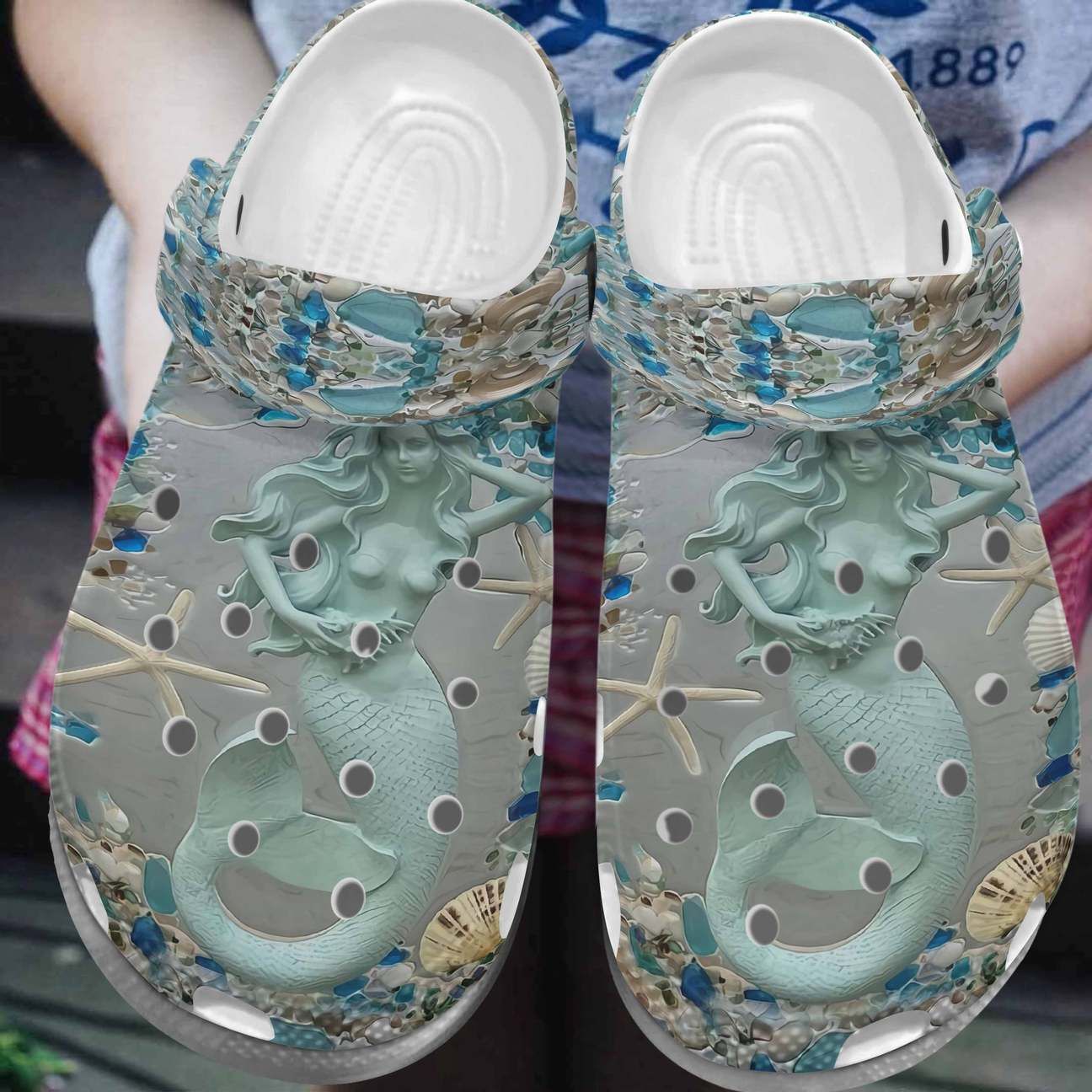 Mermaid Personalized Clog Custom Crocs Comfortablefashion Style Comfortable For Women Men Kid Print 3D Light Blue Mermaid Personalized Clog Custom Crocs Comfortablefashion Style Comfortable For Women Men Kid Print 3D Light Blue