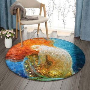 Mermaid Under The Sea Round Carpet Floor Rug Living Room Bedroom Decor Round Area Rug Carpet