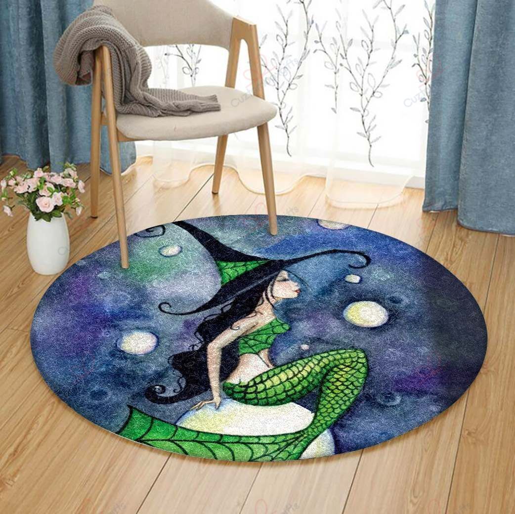 Mermaid Witch Round Carpet Floor Rug Living Room Bedroom Decor Round Area Rug Carpet Mermaid Witch Round Carpet Floor Rug Living Room Bedroom Decor Round Area Rug Carpet