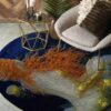 Mermaid With Red Hair Round Carpet Floor Rug Living Room Bedroom Decor Round Area Rug Carpet