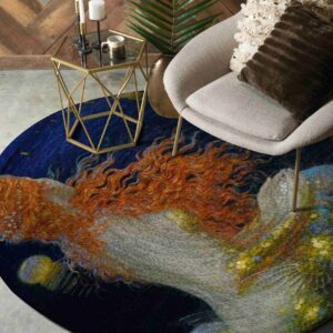 Mermaid With Red Hair Round Carpet Floor Rug Living Room Bedroom Decor Round Area Rug Carpet