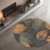 Metal Leaf Round Carpet Floor Rug Living Room Bedroom Decor Round Area Rug Carpet