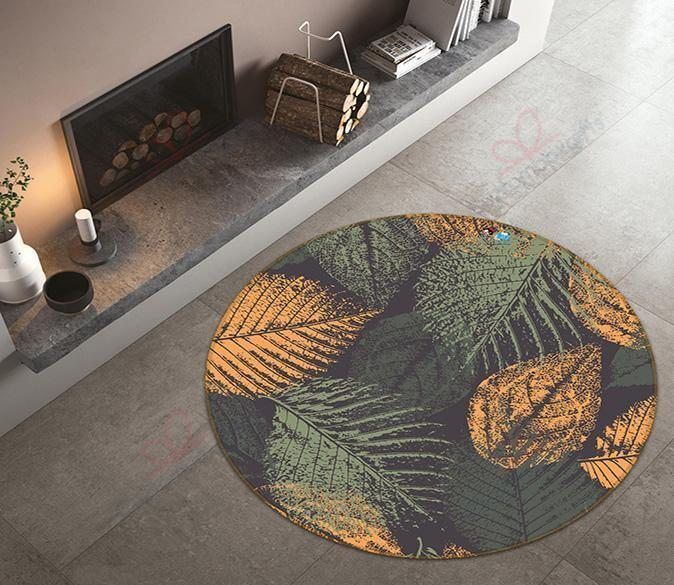 Metal Leaf Round Carpet Floor Rug Living Room Bedroom Decor Round Area Rug Carpet Metal Leaf Round Carpet Floor Rug Living Room Bedroom Decor Round Area Rug Carpet