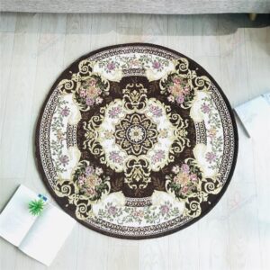 Meticulous Floral Pattern Round Carpet Floor Rug Living Room Bedroom Decor Round Area Rug Carpet