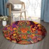 Mexican Tribal Round Carpet Floor Rug Living Room Bedroom Decor Round Area Rug Carpet