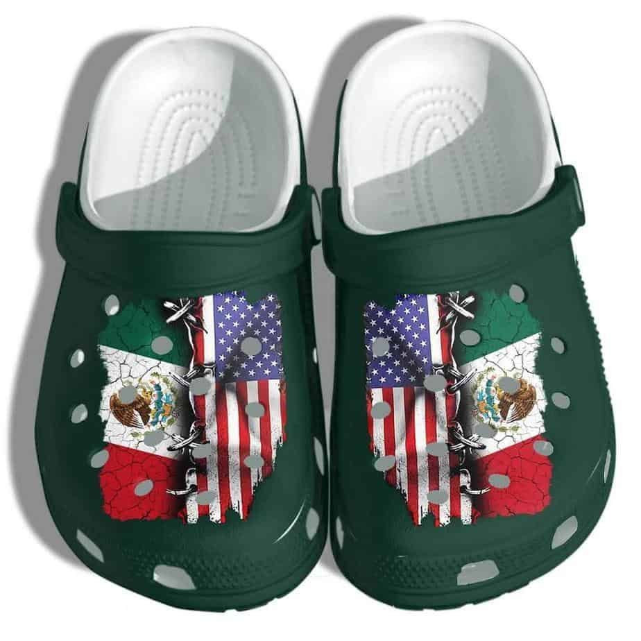 Mexico America Flag Shoes Crocs Clog Shoes Gifts Mexican Us For Mens And Womens Mexico America Flag Shoes Crocs Clog Shoes Gifts Mexican Us For Mens And Womens