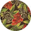 Miami Palms Brown Deep Green Round Carpet Floor Rug Living Room Bedroom Decor Round Area Rug Carpet