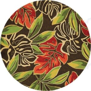Miami Palms Brown Deep Green Round Carpet Floor Rug Living Room Bedroom Decor Round Area Rug Carpet