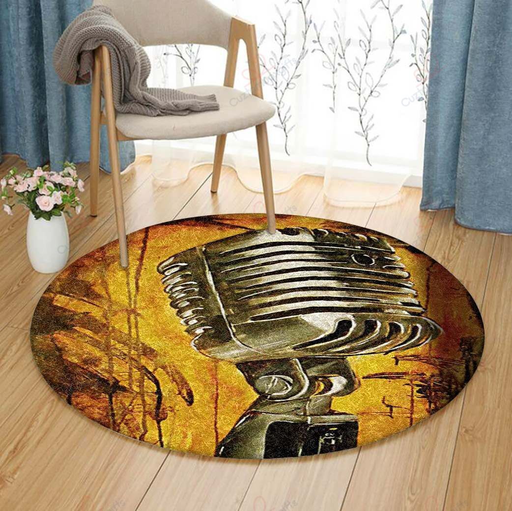 Microphone Round Carpet Floor Rug Living Room Bedroom Decor Round Area Rug Carpet Microphone Round Carpet Floor Rug Living Room Bedroom Decor Round Area Rug Carpet
