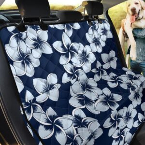 Midnight Blue Color And White Plumeria Car Back Seat Cover Dog Car Seat Covers - 2d387fbeb8d5