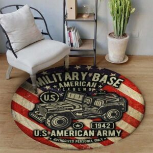 Military Base American Legend Round Carpet Floor Rug Living Room Bedroom Decor Round Area Rug Carpet