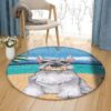 Miniature Schnauzer Beach Round Carpet Floor Rug Living Room Bedroom Decor Round Area Rug Carpet