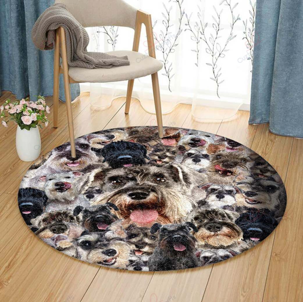 Miniature Schnauzer Round Carpet Floor Rug Living Room Bedroom Decor Round Area Rug Carpet Miniature Schnauzer Round Carpet Floor Rug Living Room Bedroom Decor Round Area Rug Carpet