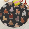 Miracille Cartoon Style Alpaca Round Carpet Floor Rug Living Room Bedroom Decor Round Area Rug Carpet