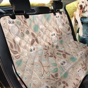 Misty Rose Background Owl And Leaves Cartoon Car Back Seat Cover Dog Car Seat Covers - 1229a0684dfc