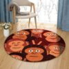 Monkey Friends Round Carpet Floor Rug Living Room Bedroom Decor Round Area Rug Carpet