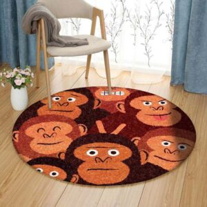 Monkey Friends Round Carpet Floor Rug Living Room Bedroom Decor Round Area Rug Carpet