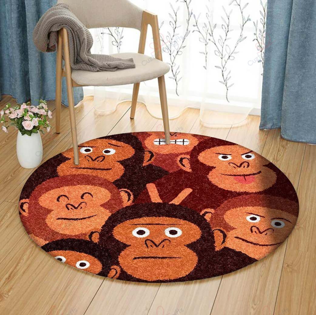 Monkey Friends Round Carpet Floor Rug Living Room Bedroom Decor Round Area Rug Carpet Monkey Friends Round Carpet Floor Rug Living Room Bedroom Decor Round Area Rug Carpet