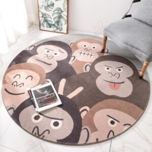 Monkey Selfie Round Carpet Floor Rug Living Room Bedroom Decor Round Area Rug Carpet