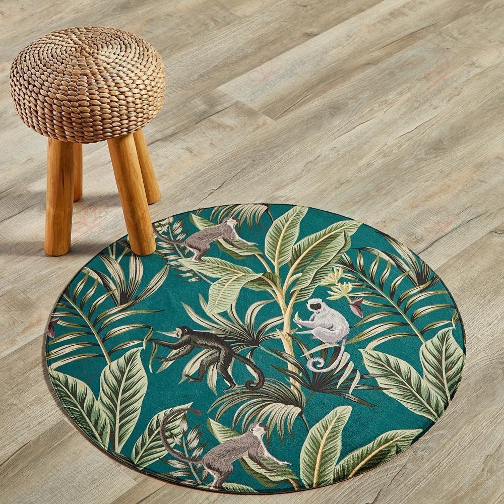 Monkey Tropical Round Carpet Floor Rug Living Room Bedroom Decor Round Area Rug Carpet Monkey Tropical Round Carpet Floor Rug Living Room Bedroom Decor Round Area Rug Carpet