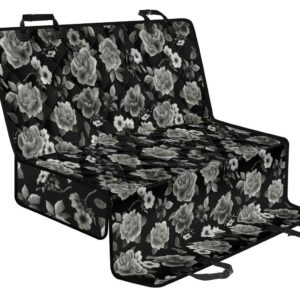 Monochrome Rose Floral Pattern Print Pet Car Back Seat Cover - b065a8fc19fa