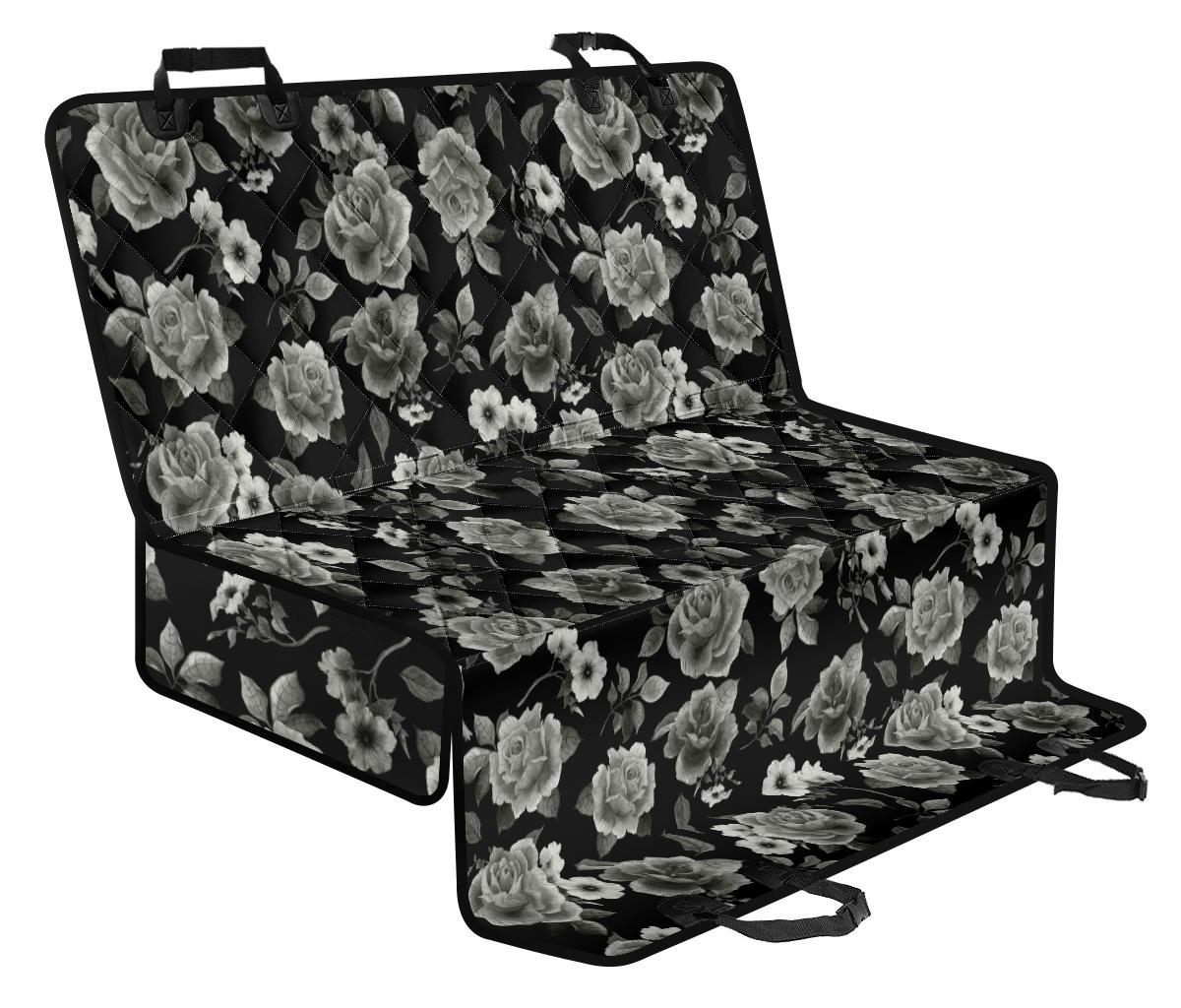 Monochrome Rose Floral Pattern Print Pet Car Back Seat Cover - b065a8fc19fa Monochrome Rose Floral Pattern Print Pet Car Back Seat Cover - b065a8fc19fa