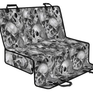 Monochrome Skull Flowers Pattern Print Pet Car Back Seat Cover - 8e0a33fe65a4