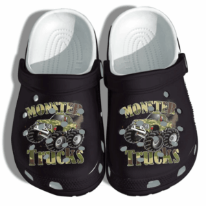 Monster Trucks Shoes Crocs Clog For Boys Men – Camo Truck Car Trucker Birthday Gift For Son Father Day
