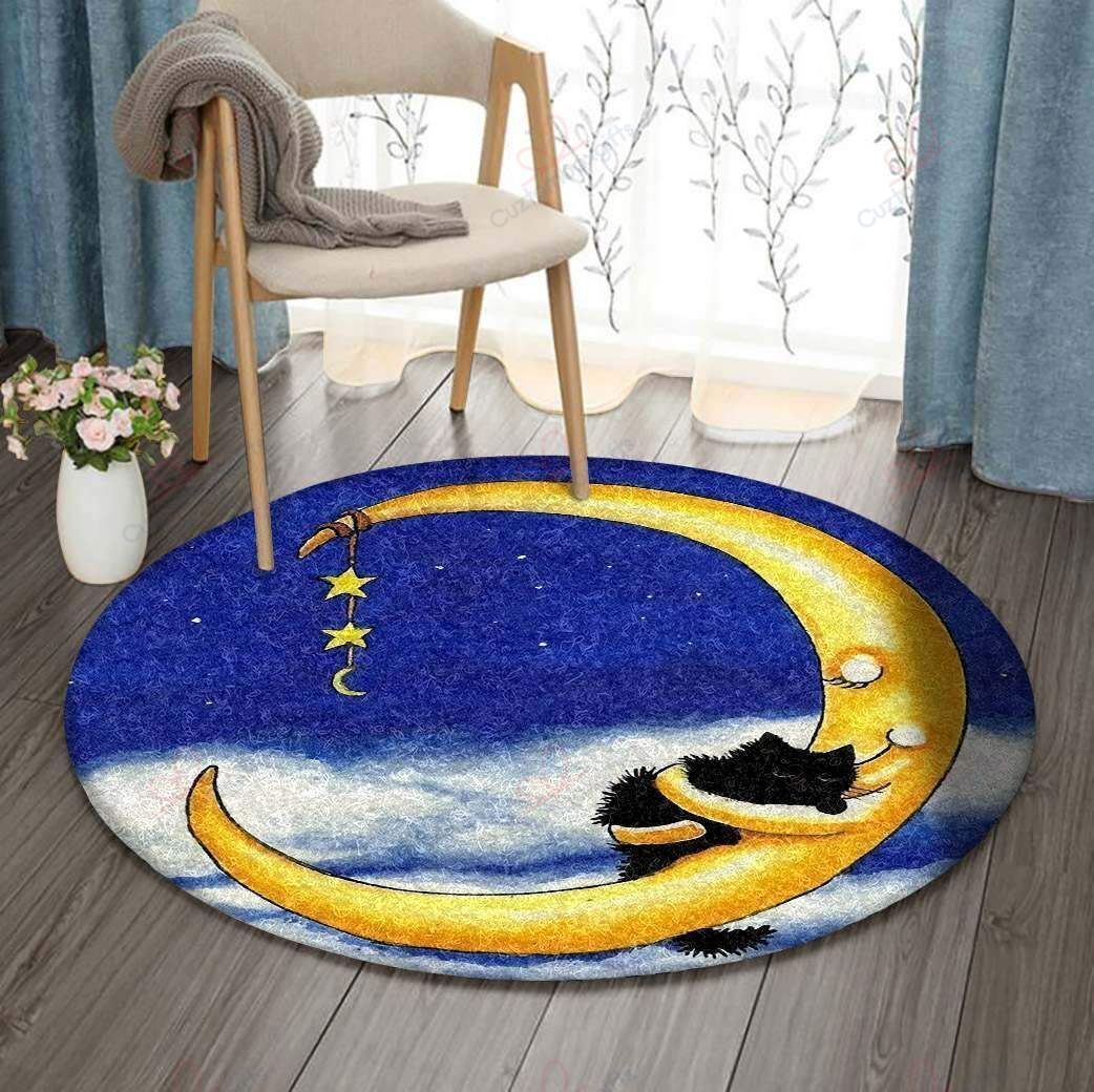Moon And Cat Round Carpet Floor Rug Living Room Bedroom Decor Round Area Rug Carpet Moon And Cat Round Carpet Floor Rug Living Room Bedroom Decor Round Area Rug Carpet
