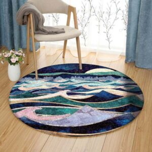 Moon And Sea Round Carpet Floor Rug Living Room Bedroom Decor Round Area Rug Carpet