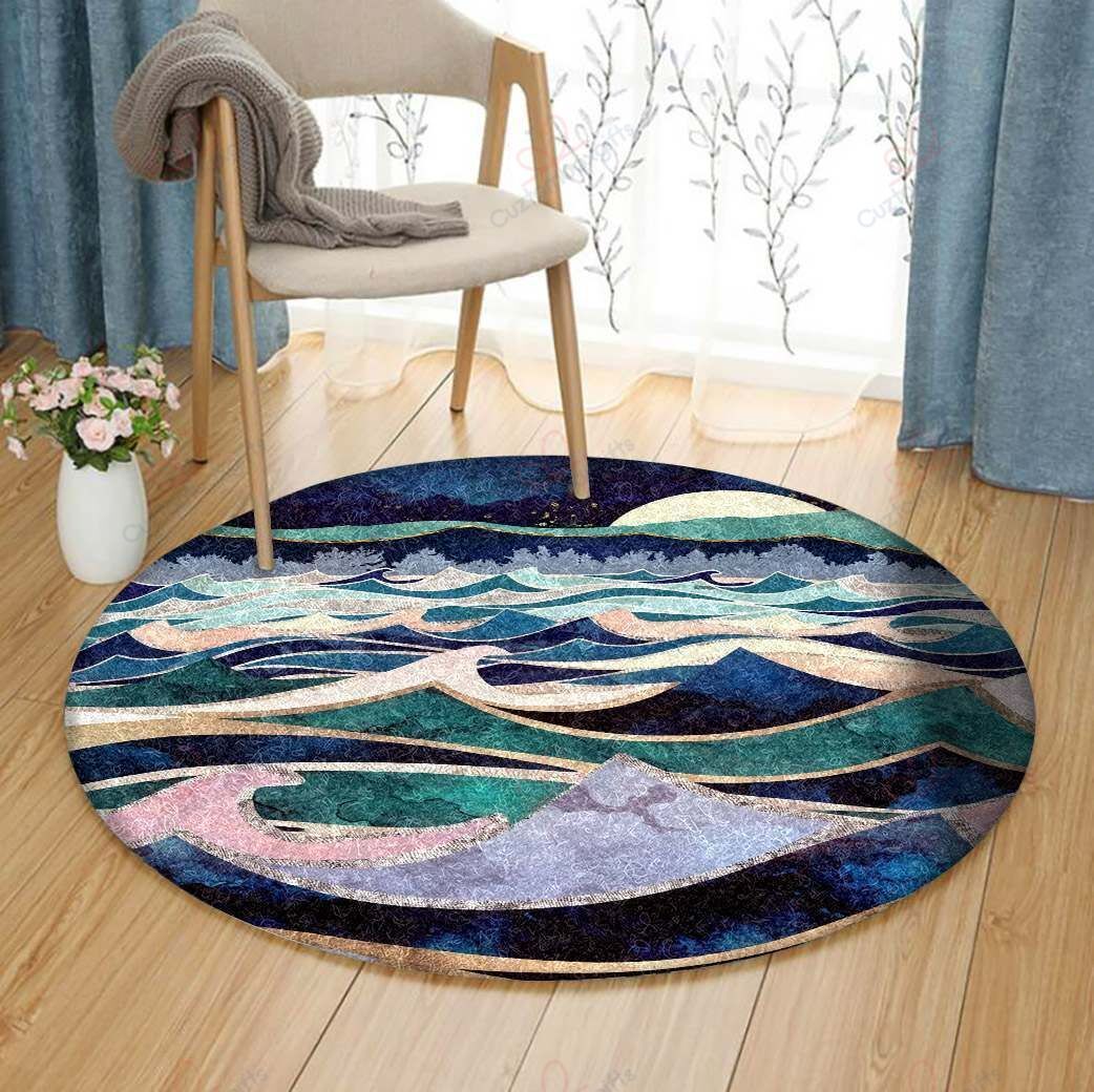 Moon And Sea Round Carpet Floor Rug Living Room Bedroom Decor Round Area Rug Carpet Moon And Sea Round Carpet Floor Rug Living Room Bedroom Decor Round Area Rug Carpet