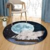 Moon And Ship Round Carpet Floor Rug Living Room Bedroom Decor Round Area Rug Carpet