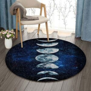Moon Galaxy Round Carpet Floor Rug Living Room Bedroom Decor Round Area Rug Carpet