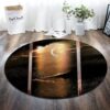 Moon In Sky Round Carpet Floor Rug Living Room Bedroom Decor Round Area Rug Carpet
