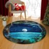 Moon In The Sea Round Carpet Floor Rug Living Room Bedroom Decor Round Area Rug Carpet